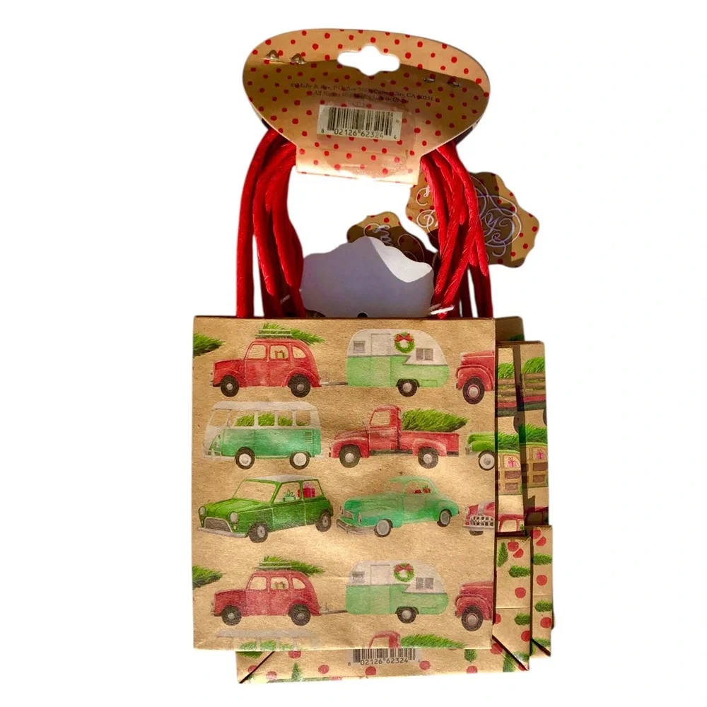Molly & Rex Christmas Mini Gift Bags with Vintage Cars Design, Set of 4 (62324)